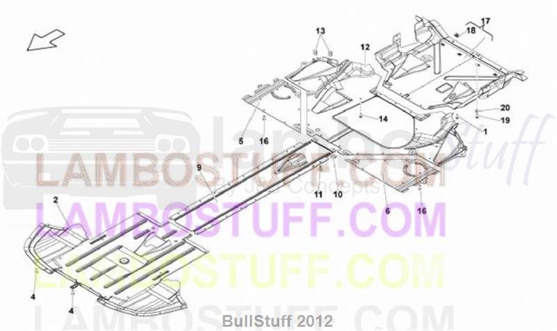 2013 Lamborghini GALLARDO LP 550-2 COUPE CANADA FRAME FLOOR PANELS (825.05.00)